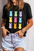 Black Easter Rabbit Print Crew Neck T Shirt